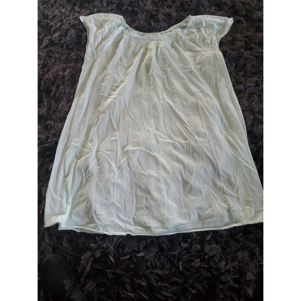 Vintage Women’s Satiny Sea Foam Green Knee Length Appliqued Night Gown